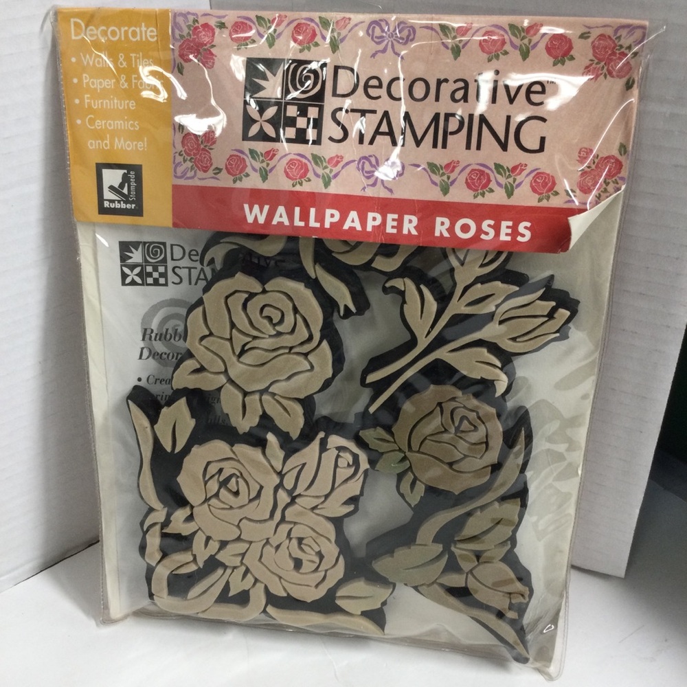 Rubber Stampede Decorative Stamping Wallpaper Roses 5pc Set